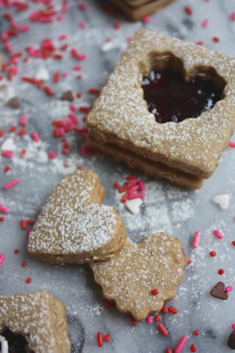 Peanut + Cherry Linzer Cookies