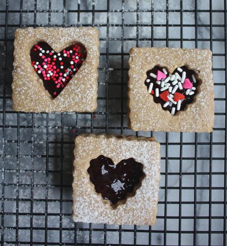 Peanut + Cherry Linzer Cookies