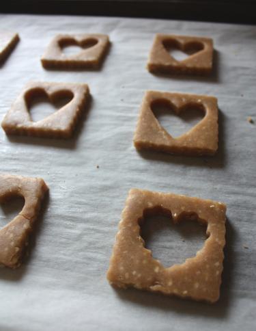 Peanut + Cherry Linzer Valentine Cookies