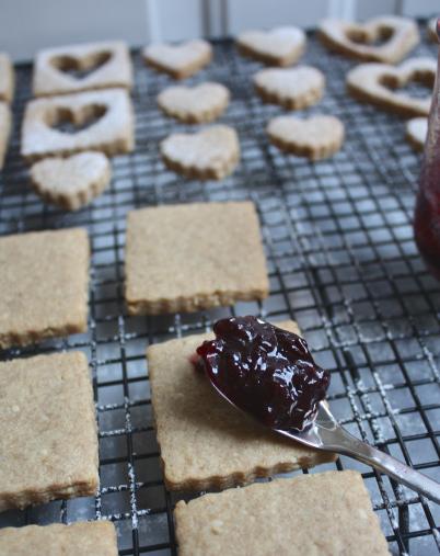 Peanut + Cherry Linzer Cookies