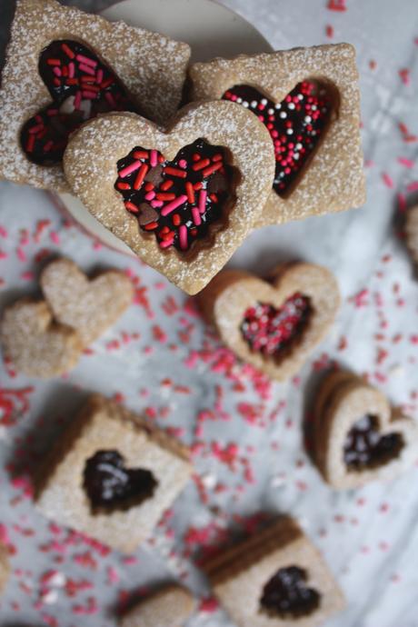 Peanut + Cherry Linzer Cookies