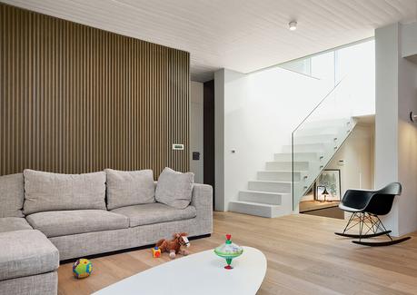 modern lycabettus penthouse apartment living room vertical oak slats