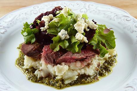 Steak Salad with Mashed Potatoes, Pesto and Gorgonzola Cheese Steak Salad with Mashed Potatoes, Pesto and Gorgonzola Cheese