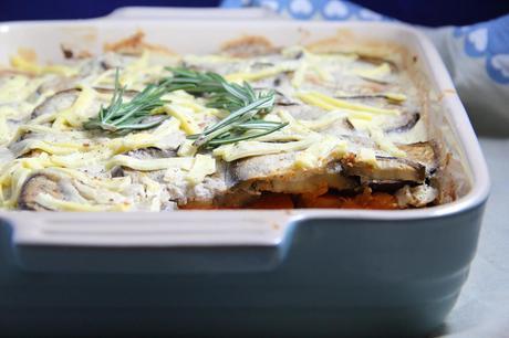 Healthier Vegan Moussaka made with lentils and sweet potato
