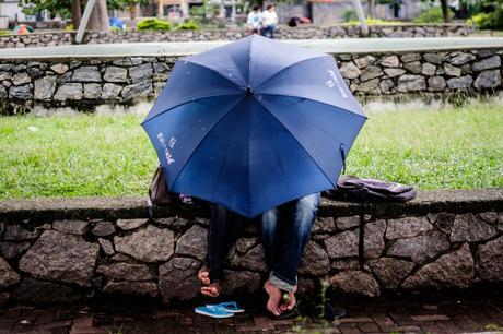 Public display of affection is not something you do, so a nice big umbrella comes in very handy!