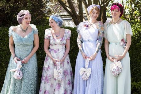 British attire for the bridesmaids