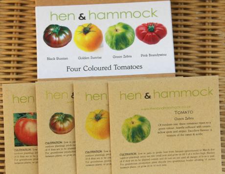 hen and hammock four coloured tomatoes