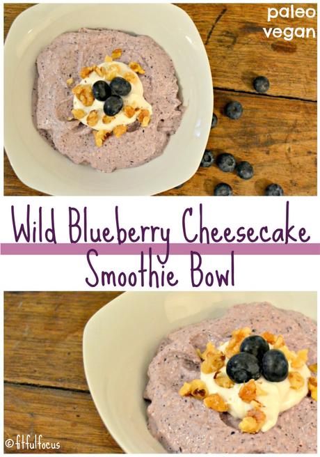 Wild Blueberry Cheesecake Smoothie Bowl {paleo + vegan}