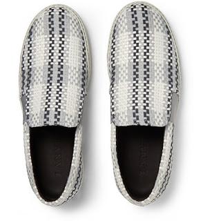 Slip Into Spring Already:  Lanvin Woven Leather and Grosgrain Slip-On Sneakers
