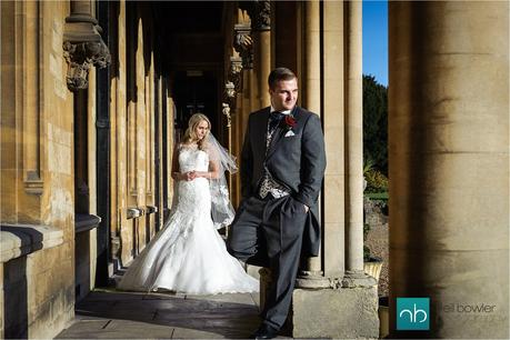 a bride and groom having their photograph taken