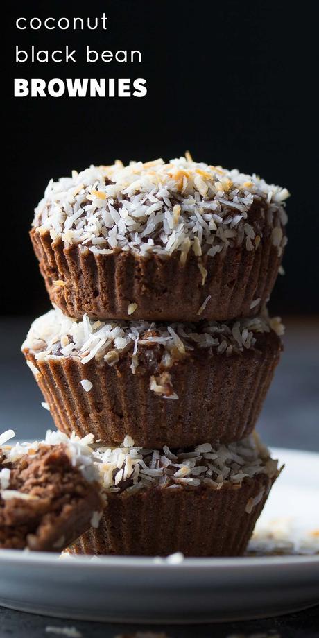 Coconut Black Bean Brownie Muffins, flourless gluten-free brownies that are only 140 calories each and taste delicious!!