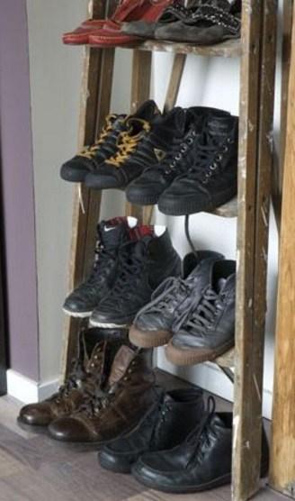 Ladder Recycled into a Shoe Rack