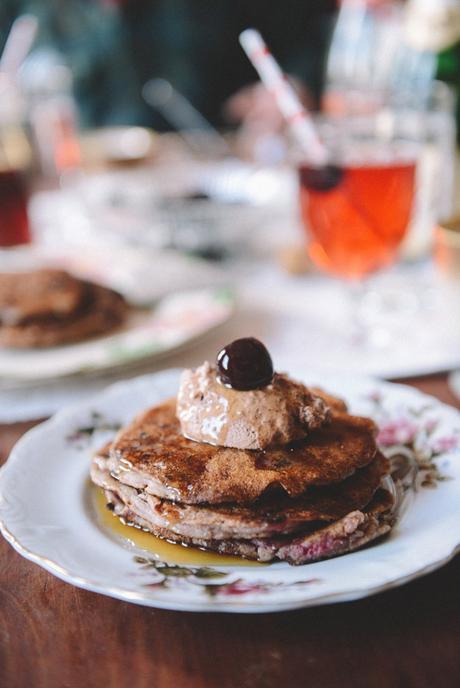 Valentine's Day: Chocolate Chip Pancakes & A Honey Themed Gift // www.WithTheGrains.com