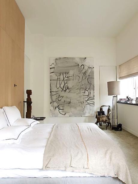 Neutral Bedroom With Abstract Artwork
