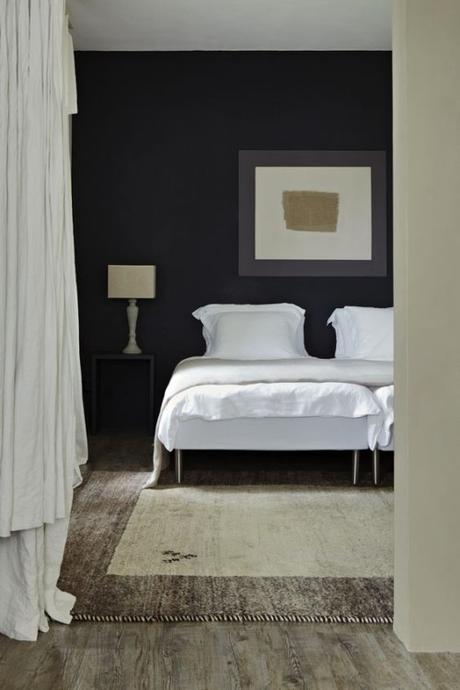 Black Bedroom With Abstract Art