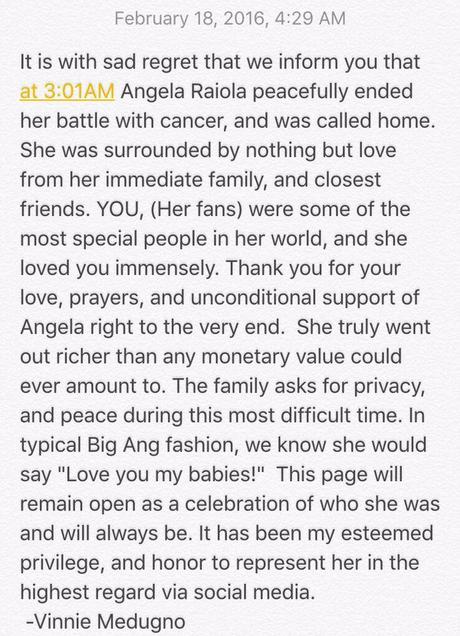 Big Ang From Mob Wives Passes Away At 55 👼🏼❤️