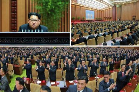 Kim Jong Un addresses a state awards ceremony for personnel involved in the launch of the Kwangmyo'ngso'ng-4 (Photos: KCNA/Rodong Sinmun).