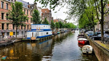 Houseboat on a canal in Amsterdam