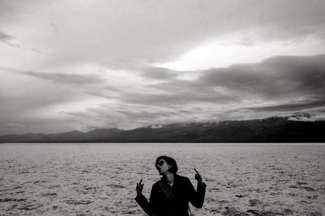 The lead guitarist feels the music at Badwater in Death Valley