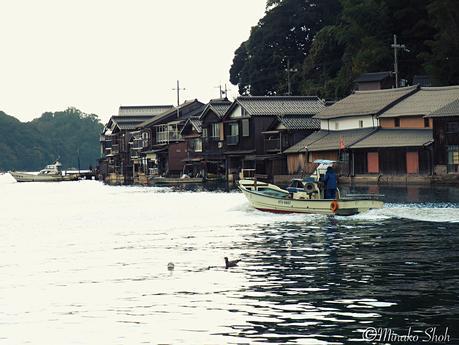 穏やかな入江をのぞむ舟屋のまちなみ、伊根 / Ine, funayas are built at the water’s edge.