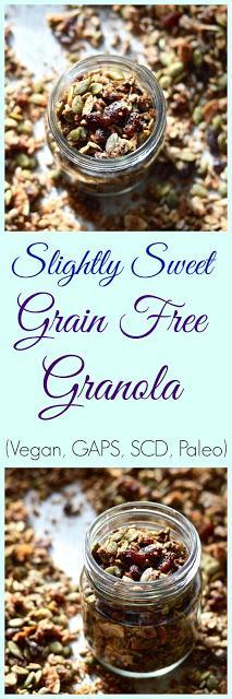 Slightly Sweet Grain Free Granola (Paleo, Nut Free, Vegan, SCD, GAPS, No Added Sweetener)