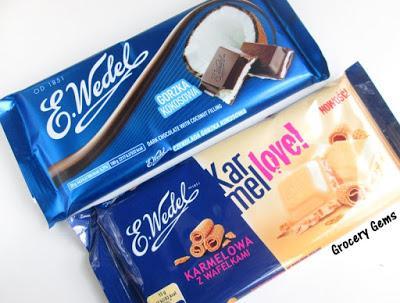 Review: E. Wedel Polish Chocolate Bars: Karmel Love Wafers & Dark Chocolate with Coconut