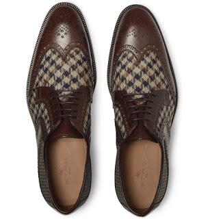 A Dandy Pair of Brogues:  Etro Leather Panelled Checked Canvas Brogues