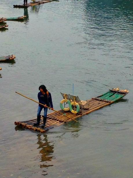 Hiring a raft in Yangshuo