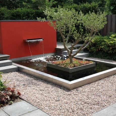 Contemporary Water Feature Red Wall Fountain