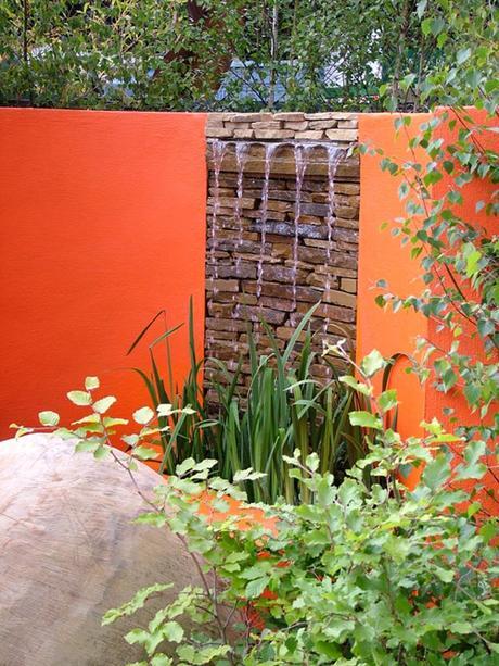 Contemporary Water Feature Orange Wall Fountain