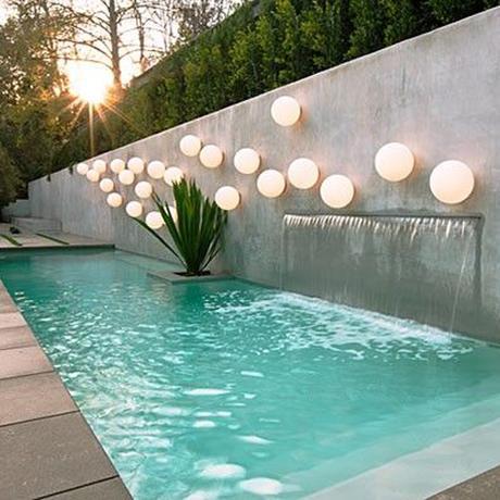 Contemporary Water Feature Wall Fountain Pool Lighting