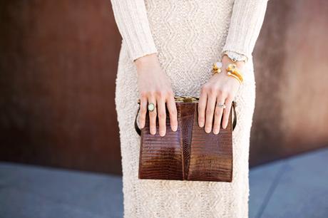 from grandma with love, vintage lizard skin handbag, julie vos baroque and gigi bangle, how to wear vintage