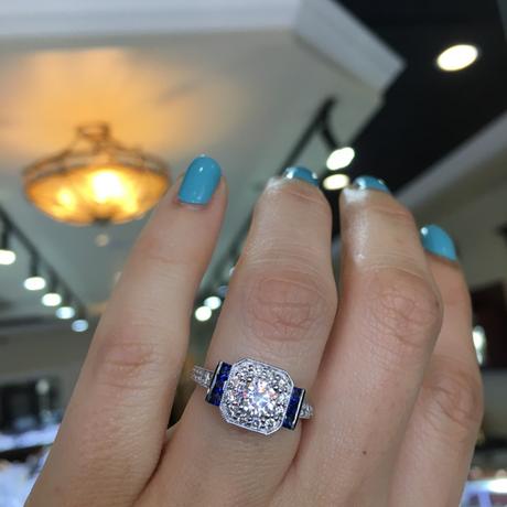 Saphire and diamond engagement ring