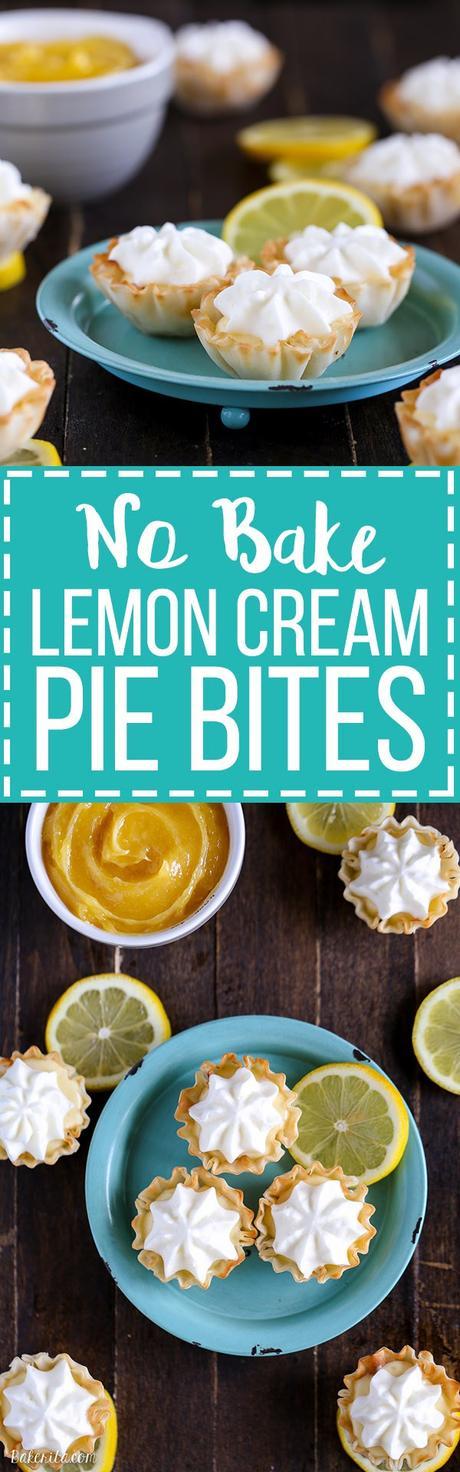 These Lemon Cream Pie Bites may be tiny, but they're bursting with bright lemon flavor. Lemon curd and whipped cream are the stars of these bite-sized pies - no baking required!