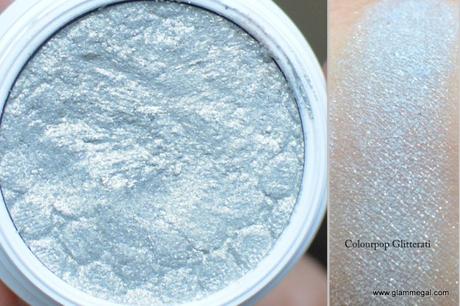 glitterati Colourpop super shock eyeshadow is an interesting mix of gold and silver