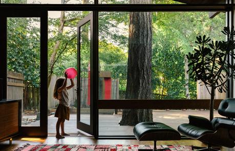 A Portland home includes a classic Eames lounge and ottoman.  