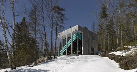 Turquoise handrail at a Canadian haven