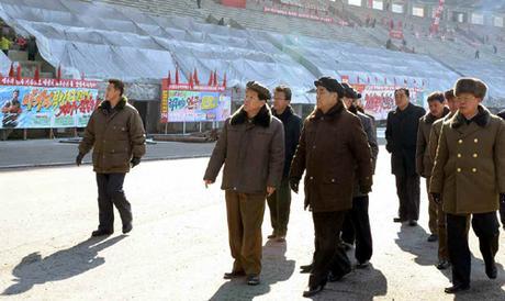 DPRK Premier Visits Sep’o Stockbreeding Zone, Stadium Construction and Chongsan-ri DPRK Premier Pak Pong Ju tours the renovation of Kim Il Sung Stadium in Pyongyang (Photo: Rodong Sinmun).