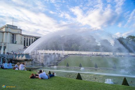 Water cannons near the Eiffel Tower.