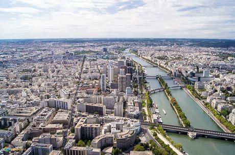 View up the Seine from the Eiffel Tower.