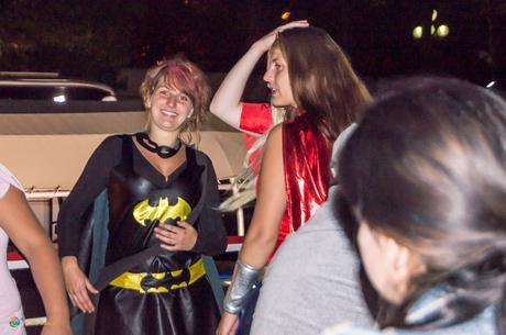 Aboard a river cruise vessel with Batgirl in Paris, France.