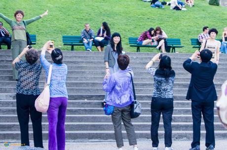 Posing in front of Sacre Coeur in Paris