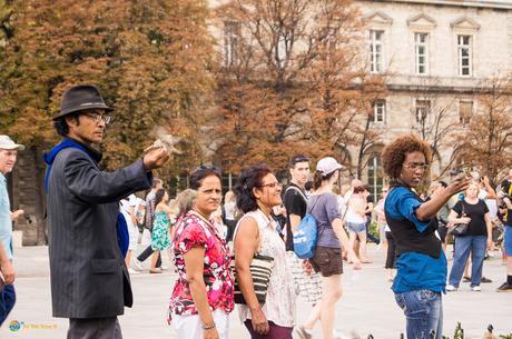 Feeding the pigeons in Paris, France is loads of fun.