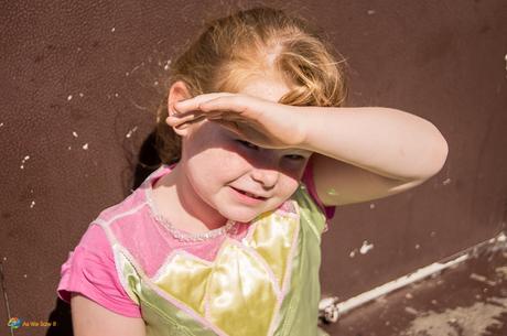 Little girl in line for the Eiffel Tower.