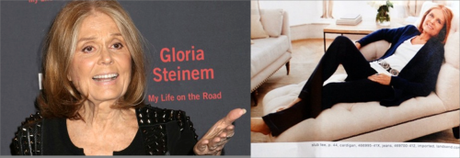 Steinem in real life (l) and the Lands' End photoshop ad (r)