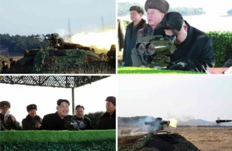 Kim Jong Un observes the test of anti-tank weapons (Photos: KCNA/Rodong Sinmun).