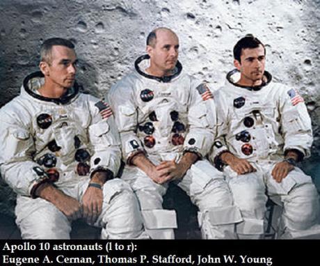 Apollo 10 astronauts Eugene Cernan, Thomas Stafford, John Young (l to r)