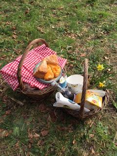 A winter picnic in a fine garden