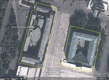 DPRK Foreign Ministry, Government Issue Statements on UNSC Sanctions DPRK Foreign Ministry building and DPRK Cabinet building in Kim Il Sung Square in central Pyongyang (Photo: Google image).