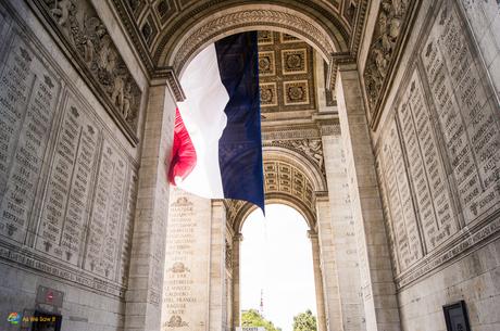 French flag inside the Arc de Triomphe, Paris